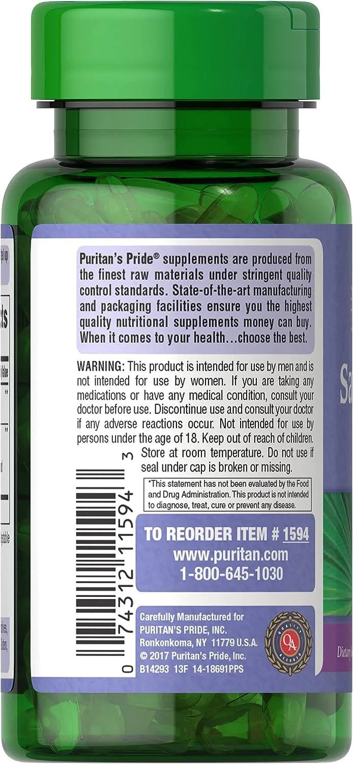 PURITAN'S PRIDE - Puritan's Pride Saw Palmetto 250Mg. 90 Capsulas Blandas - The Red Vitamin MX - Suplementos Alimenticios - {{ shop.shopifyCountryName }}