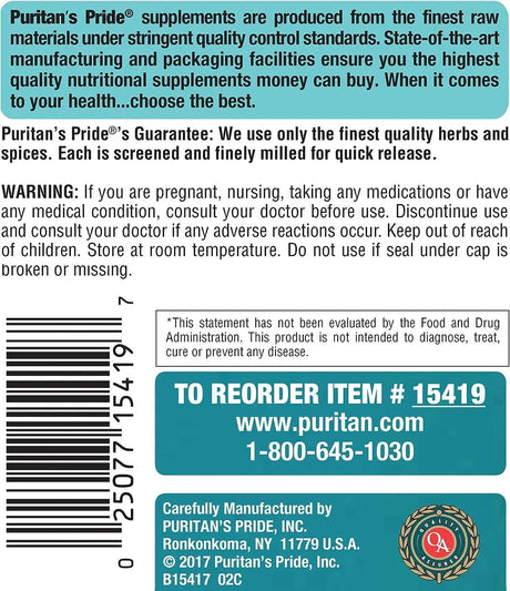 PURITAN'S PRIDE - Puritan's Pride Turmeric Curcumin 500Mg. 180 Capsulas - The Red Vitamin MX - Suplementos Alimenticios - {{ shop.shopifyCountryName }}