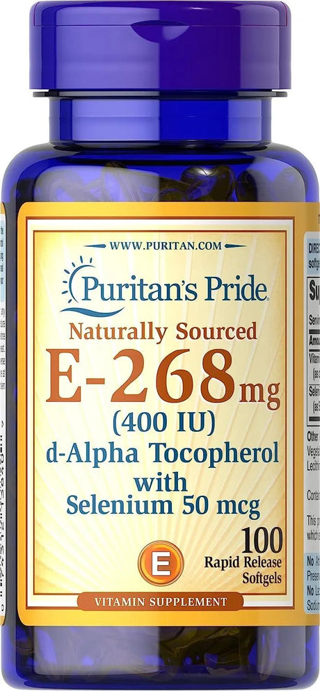 PURITAN'S PRIDE - Puritan's Pride Vitamin E-with Selenium 400 IU Natural 100 Capsulas - The Red Vitamin MX - Suplementos Alimenticios - {{ shop.shopifyCountryName }}