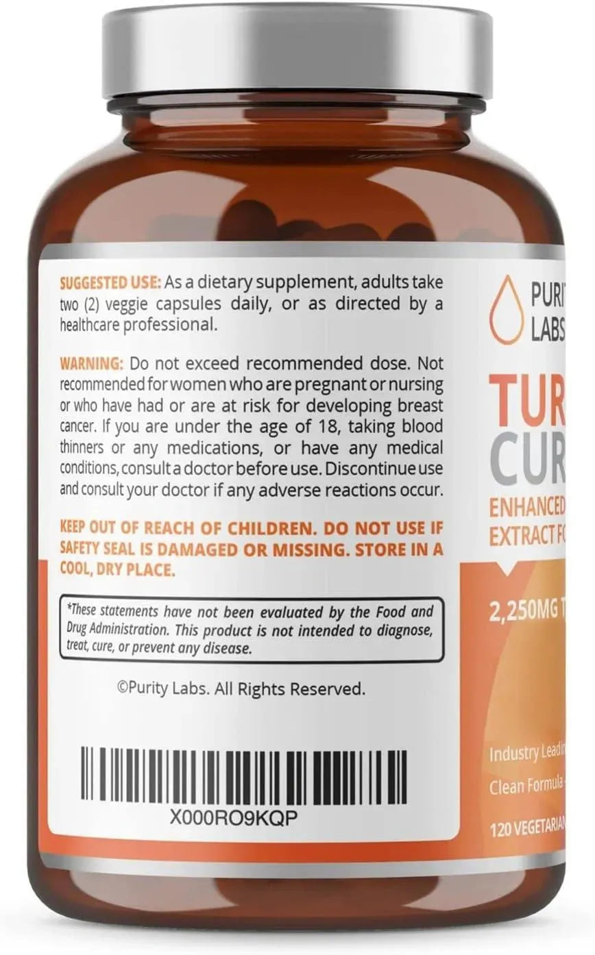 PURITY LABS - Purity Labs Organic Turmeric Curcumin with Black Pepper Bioperine 2,250Mg. 120 Capsulas - The Red Vitamin MX - Suplementos Alimenticios - {{ shop.shopifyCountryName }}