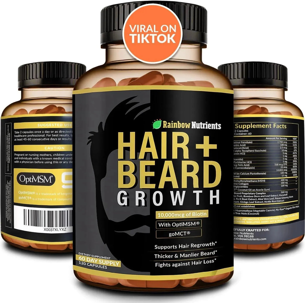 RAINBOW NUTRIENTS - Rainbow Nutrients Hair + Beard Growth Vitamins for Men 120 Capsulas - The Red Vitamin MX - Suplementos Alimenticios - {{ shop.shopifyCountryName }}