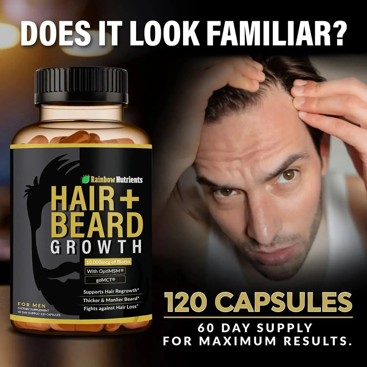 RAINBOW NUTRIENTS - Rainbow Nutrients Hair + Beard Growth Vitamins for Men 120 Capsulas - The Red Vitamin MX - Suplementos Alimenticios - {{ shop.shopifyCountryName }}