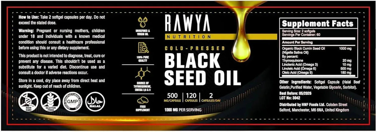 RAWYA - RAWYA Black Seed Oil 120 Capsulas Blandas - The Red Vitamin MX - Suplementos Alimenticios - {{ shop.shopifyCountryName }}