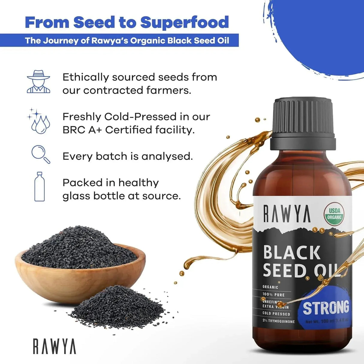 RAWYA - RAWYA Black Seed Oil Extra Strong 100Ml. - The Red Vitamin MX - Suplementos Alimenticios - {{ shop.shopifyCountryName }}