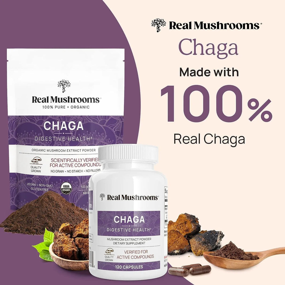 REAL MUSHROOMS - Real Mushrooms Chaga - The Red Vitamin MX - Suplementos Alimenticios - {{ shop.shopifyCountryName }}