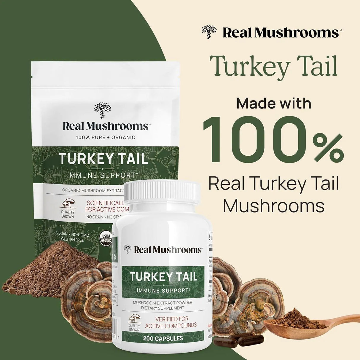 REAL MUSHROOMS - Real Mushrooms Turkey Tail 200 Capsulas - The Red Vitamin MX - Suplementos Alimenticios - {{ shop.shopifyCountryName }}