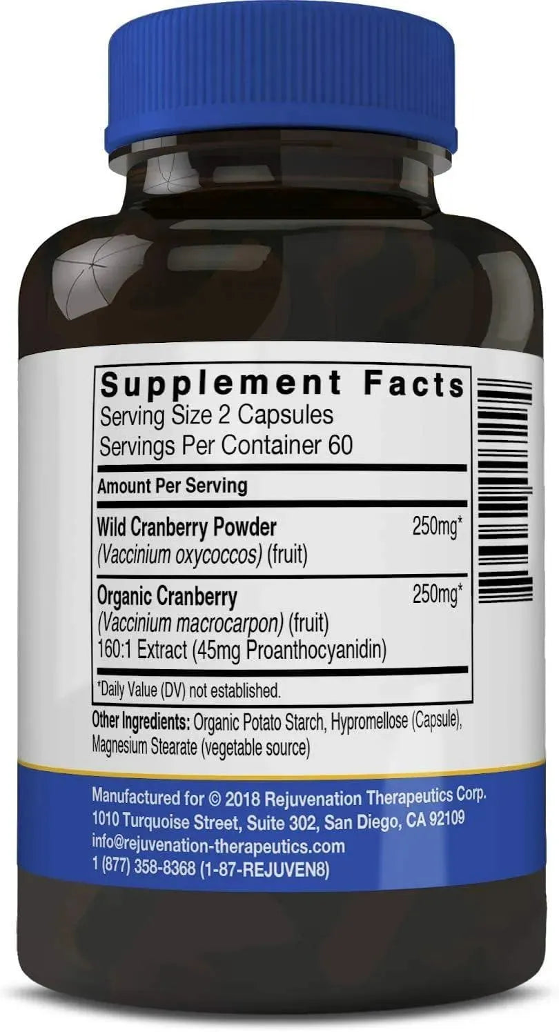 REJUVENATION THERAPEUTICS - Rejuvenation Therapeutics Organic Cranberry Extract 120 Capsulas - The Red Vitamin MX - Suplementos Alimenticios - {{ shop.shopifyCountryName }}