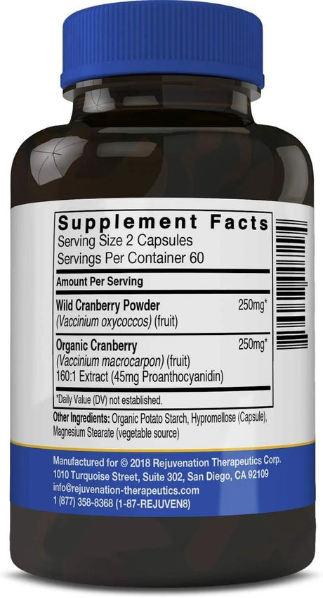 REJUVENATION THERAPEUTICS - Rejuvenation Therapeutics Organic Cranberry Extract 120 Capsulas - The Red Vitamin MX - Suplementos Alimenticios - {{ shop.shopifyCountryName }}