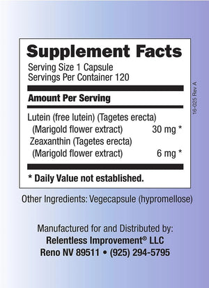 RELENTLESS IMPROVEMENT - Relentless Improvement Lutein Zeaxanthin 120 Capsulas - The Red Vitamin MX - Suplementos Alimenticios - {{ shop.shopifyCountryName }}