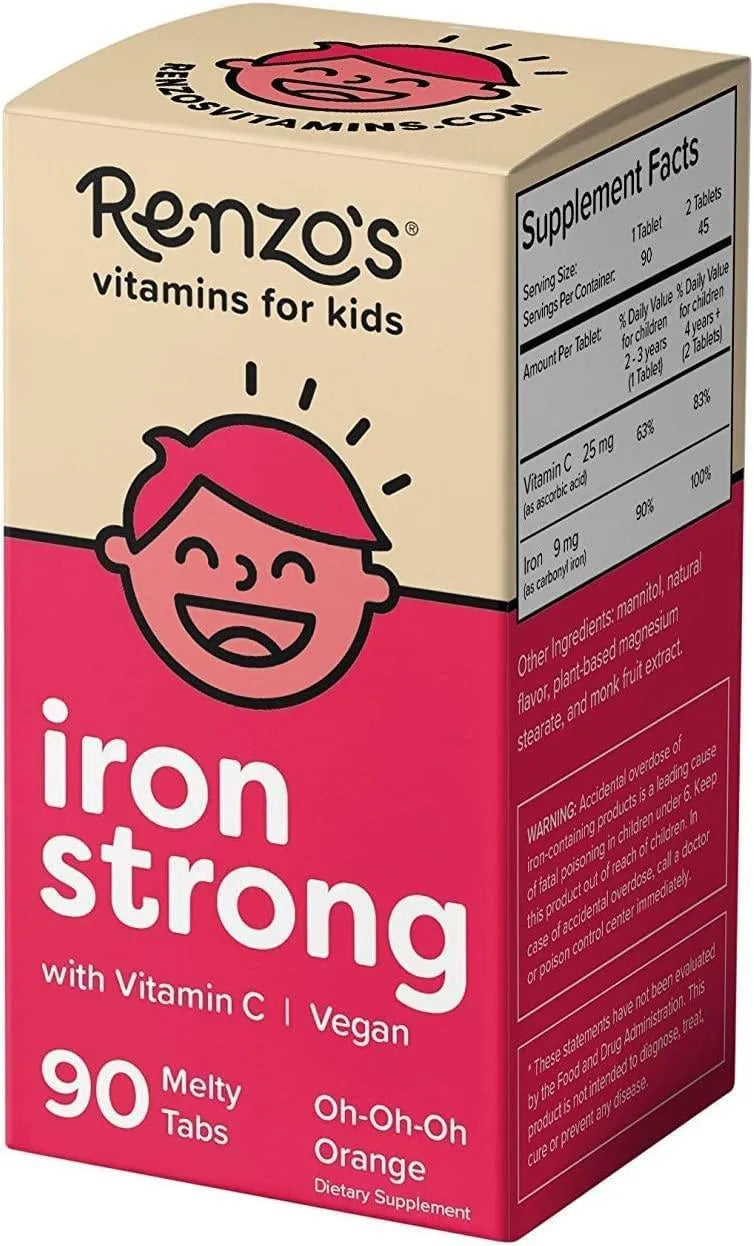 RENZO´S - Renzo's Iron Supplements Dissolvable Vegan for Kids 90 Tabletas - The Red Vitamin MX - Suplementos Alimenticios - {{ shop.shopifyCountryName }}