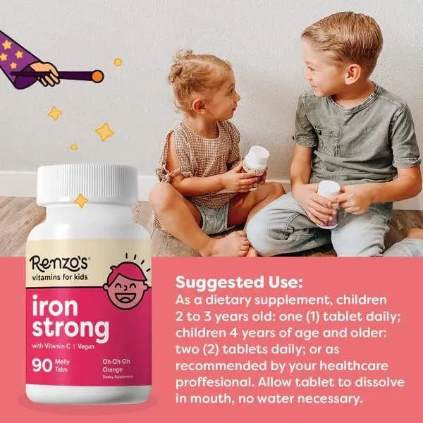 RENZO´S - Renzo's Iron Supplements Dissolvable Vegan for Kids 90 Tabletas - The Red Vitamin MX - Suplementos Alimenticios - {{ shop.shopifyCountryName }}