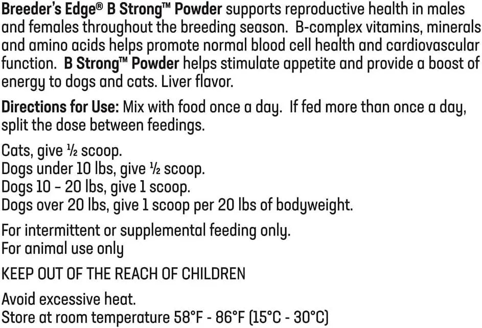 REVIVAL ANIMAL HEALTH - Breeder's Edge B Strong Powder B-Complex Vitamins 300Gr. - The Red Vitamin MX - Suplementos Alimenticios - {{ shop.shopifyCountryName }}