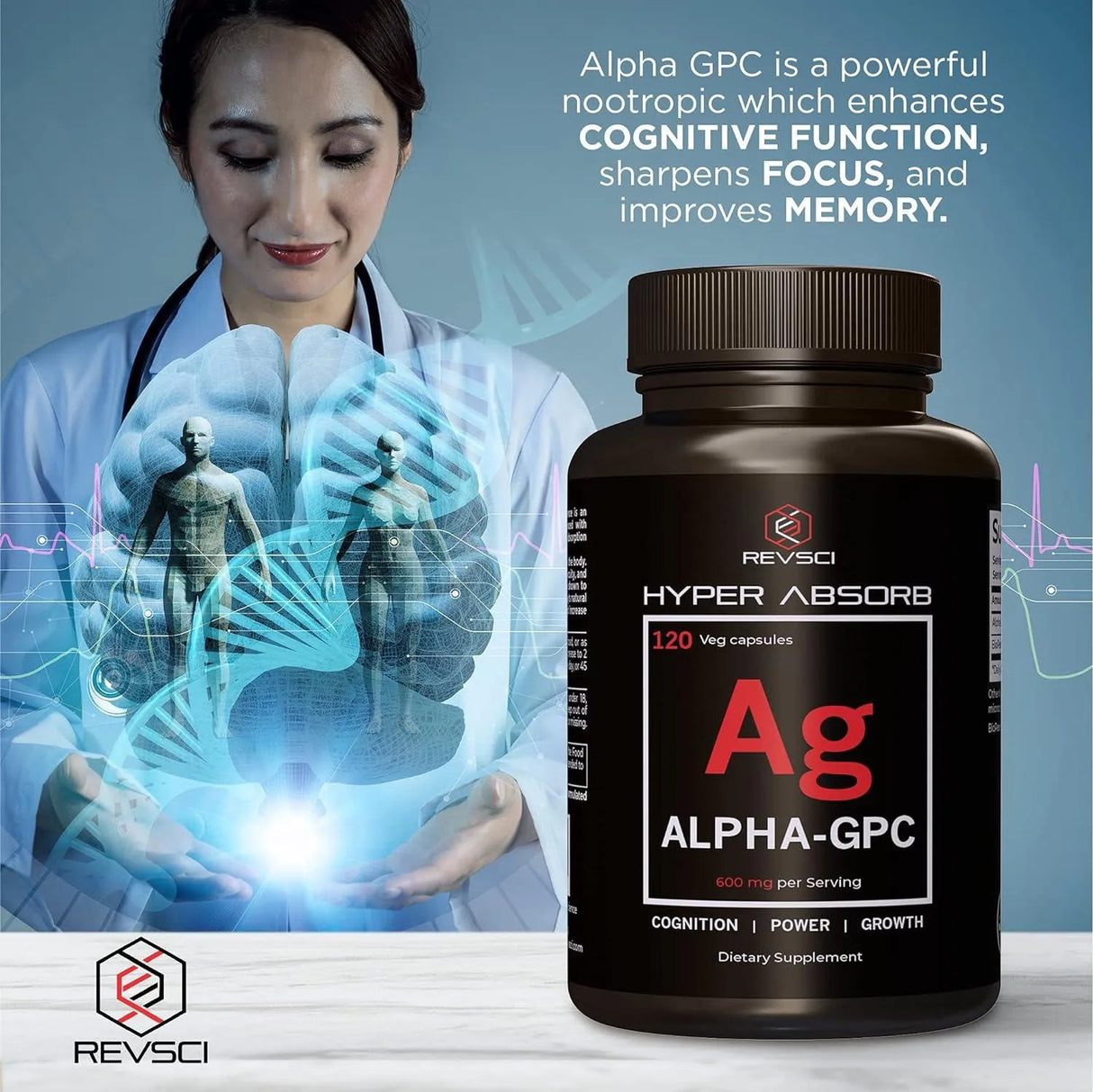 REVOLUTION SCIENCE - Revolution Science Alpha GPC Choline 600Mg. 120 Capsulas - The Red Vitamin MX - Suplementos Alimenticios - {{ shop.shopifyCountryName }}