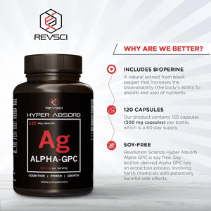 REVOLUTION SCIENCE - Revolution Science Alpha GPC Choline 600Mg. 120 Capsulas - The Red Vitamin MX - Suplementos Alimenticios - {{ shop.shopifyCountryName }}