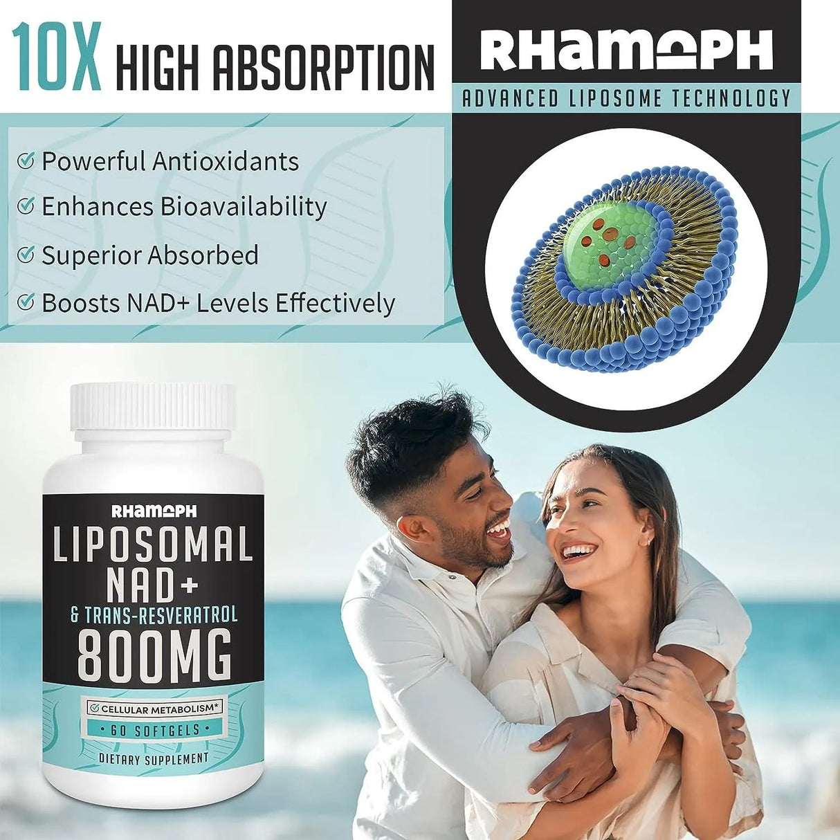 RHAMOPH - Rhamoph Liposomal NAD+ 800Mg. with Trans-Resveratrol 300Mg. 60 Capsulas Blandas - The Red Vitamin MX - Suplementos Alimenticios - {{ shop.shopifyCountryName }}