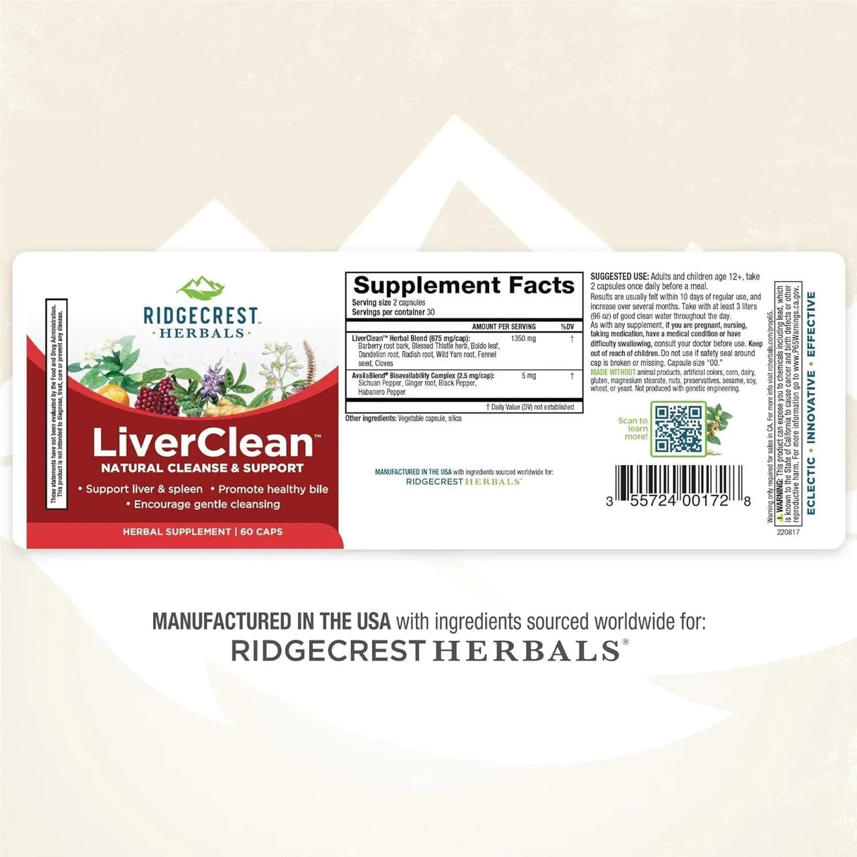 RIDGECREST HERBALS - Ridgecrest Herbals LiverClean 60 Capsulas - The Red Vitamin MX - Suplementos Alimenticios - {{ shop.shopifyCountryName }}