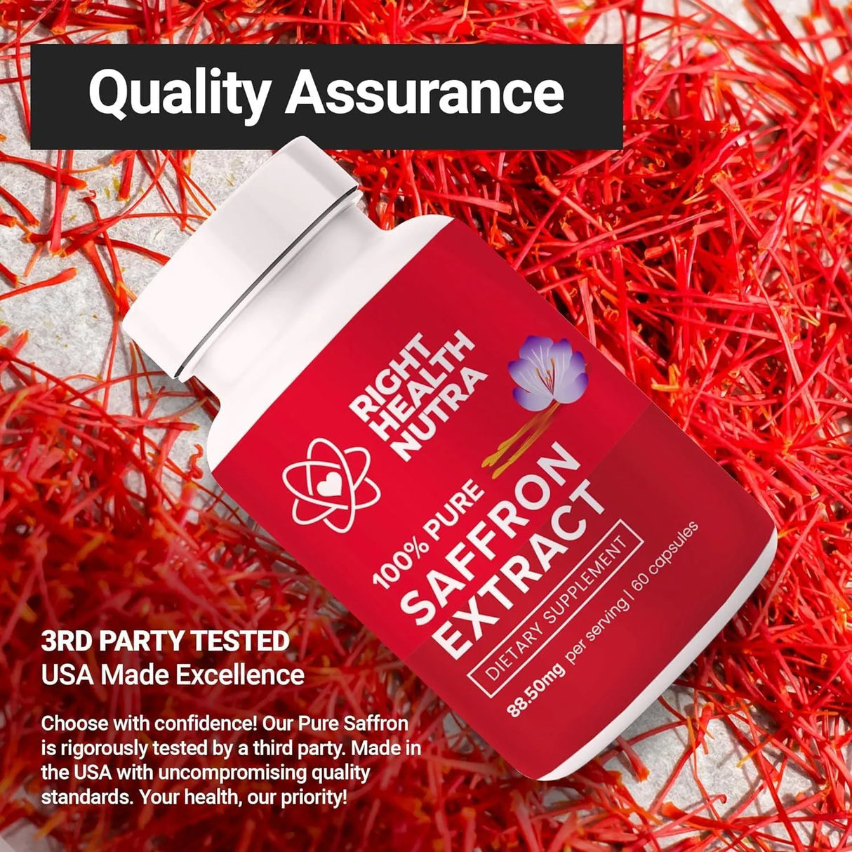 RIGHT HEALTH NUTRA - Right Health Nutra Saffron Extract 88.50Mg. 60 Capsulas - The Red Vitamin MX - Suplementos Alimenticios - {{ shop.shopifyCountryName }}