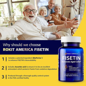 ROKIT AMERICA - ROKIT AMERICA Fisetin Supplement with Bio Perine 60 Capsulas - The Red Vitamin MX - Suplementos Alimenticios - {{ shop.shopifyCountryName }}