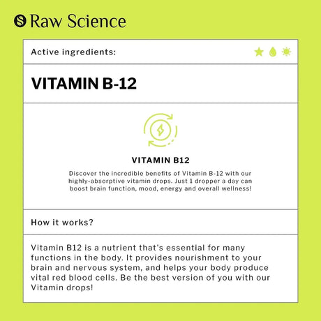 S RAW SCIENCE - S RAW SCIENCE Vitamin B12 Liquid Drops 5000mcg 2 Fl.Oz. - The Red Vitamin MX - Suplementos Alimenticios - {{ shop.shopifyCountryName }}