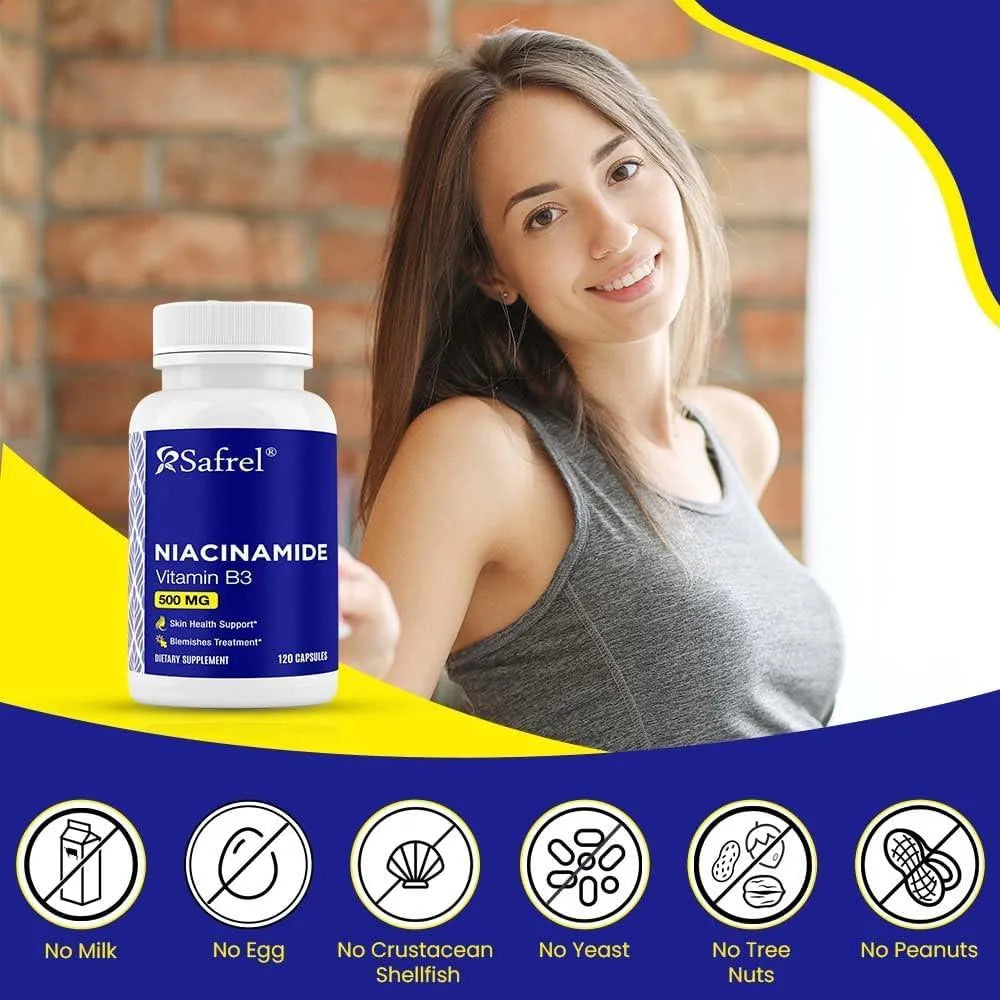 SAFREL - Safrel Niacinamide 500Mg. 120 Capsulas - The Red Vitamin MX - Suplementos Alimenticios - {{ shop.shopifyCountryName }}