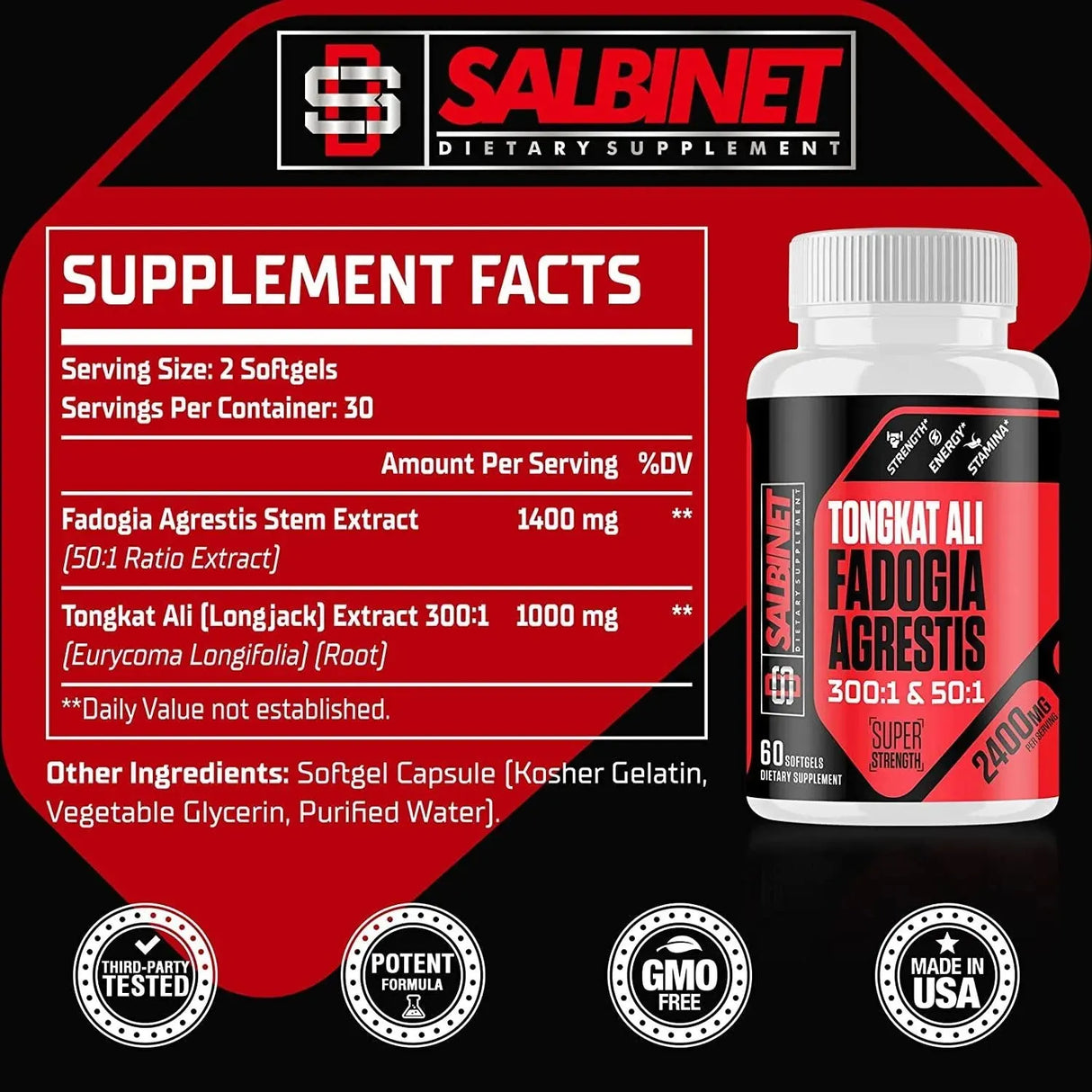 SALBINET - Salbinet Fadogia Agrestis Tongkat Ali 2400Mg. 60 Capsulas Blandas - The Red Vitamin MX - Suplementos Alimenticios - {{ shop.shopifyCountryName }}