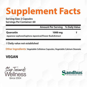 SANDHU´S - Sandhu's Quercetin 1000Mg. 120 Capsulas - The Red Vitamin MX - Suplementos Alimenticios - {{ shop.shopifyCountryName }}