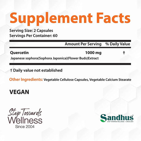 SANDHU´S - Sandhu's Quercetin 1000Mg. 120 Capsulas - The Red Vitamin MX - Suplementos Alimenticios - {{ shop.shopifyCountryName }}