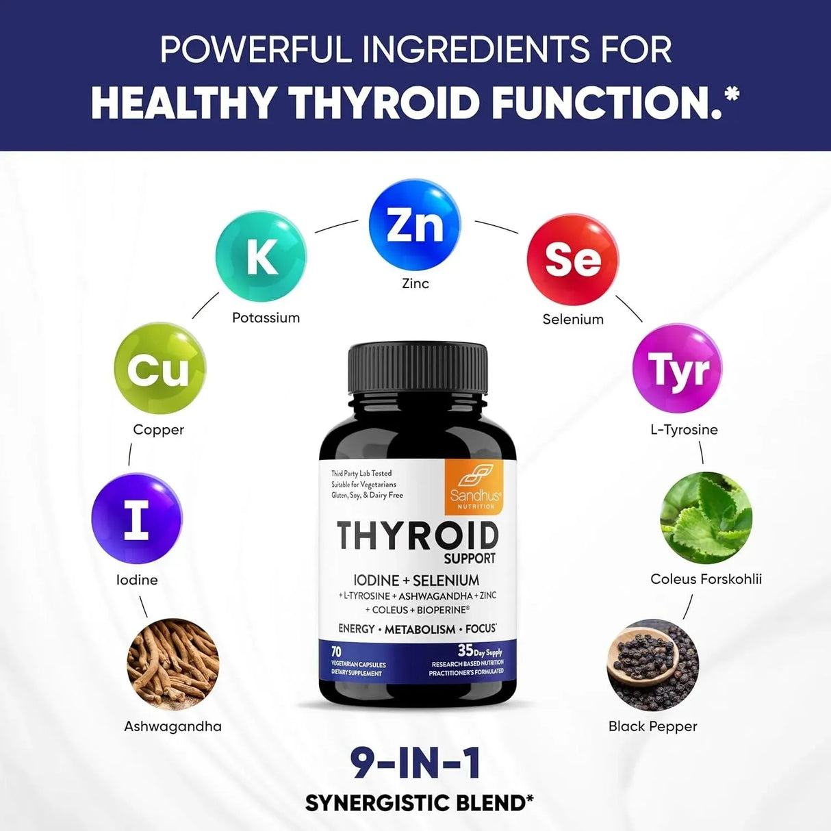 SANDHU´S - Sandhu's Thyroid Support Complex 70 Capsulas - The Red Vitamin MX - Suplementos Alimenticios - {{ shop.shopifyCountryName }}