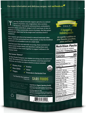 SARI FOODS - Sari Foods Co Organic Spirulina Powder 454Gr. - The Red Vitamin MX - Suplementos Alimenticios - {{ shop.shopifyCountryName }}