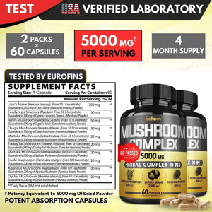 SATOOMI - Satoomi 10 in 1 Mushroom Supplement 5000mg. 60 Capsulas 2 Pack - The Red Vitamin MX - Suplementos Alimenticios - {{ shop.shopifyCountryName }}