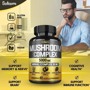 SATOOMI - Satoomi 10 in 1 Mushroom Supplement 5000mg. 60 Capsulas 2 Pack - The Red Vitamin MX - Suplementos Alimenticios - {{ shop.shopifyCountryName }}