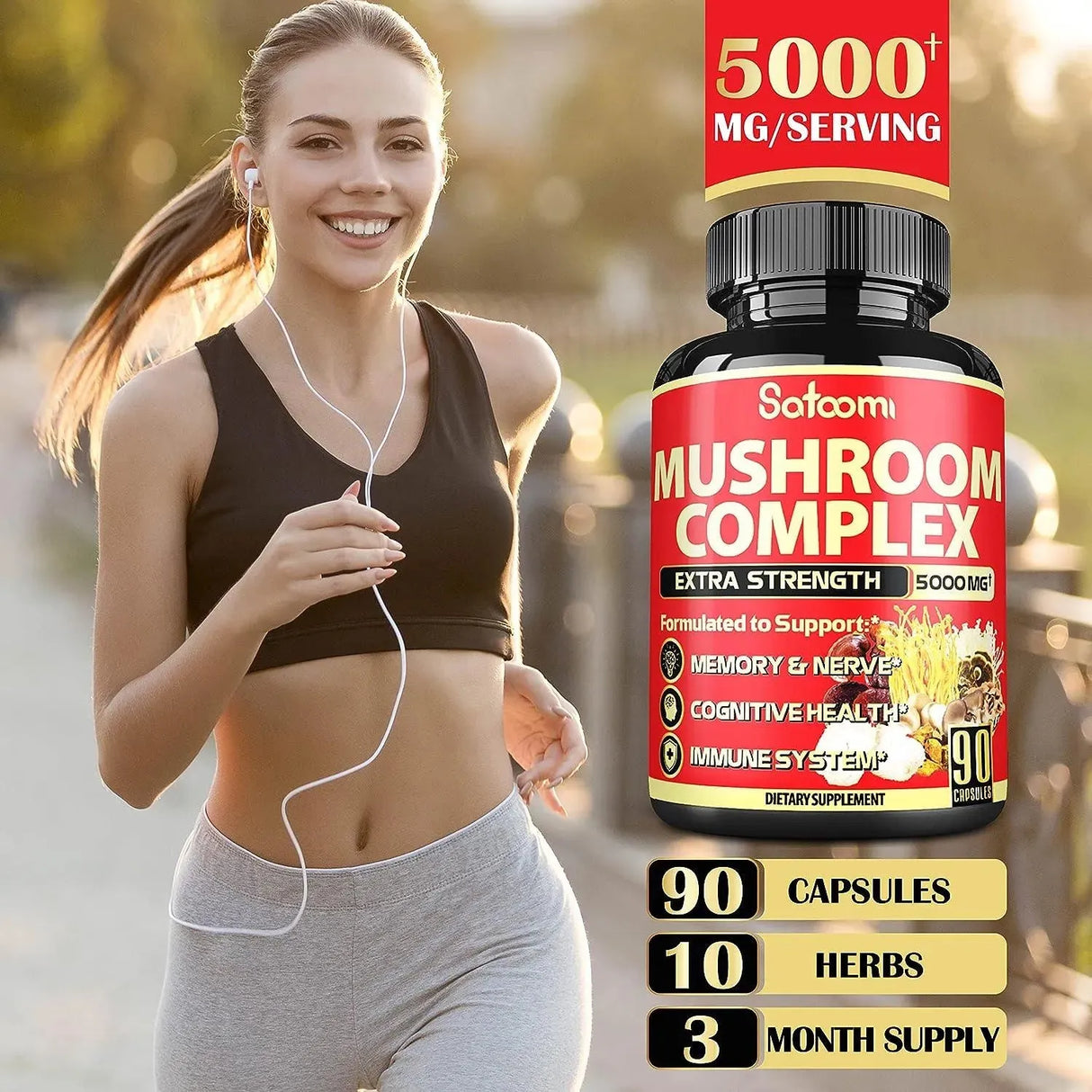 SATOOMI - Satoomi 10in1 Mushroom Supplement Complex 5000Mg. 90 Capsulas - The Red Vitamin MX - Suplementos Alimenticios - {{ shop.shopifyCountryName }}