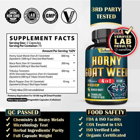 SATOOMI - Satoomi Horny Goat Weed 16,100Mg. 150 Capsulas - The Red Vitamin MX - Suplementos Alimenticios - {{ shop.shopifyCountryName }}