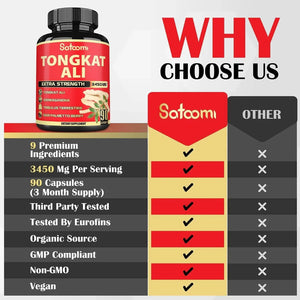 SATOOMI - Satoomi Natural Tongkat Ali Root Extract 3450Mg. 90 Capsulas - The Red Vitamin MX - Suplementos Alimenticios - {{ shop.shopifyCountryName }}