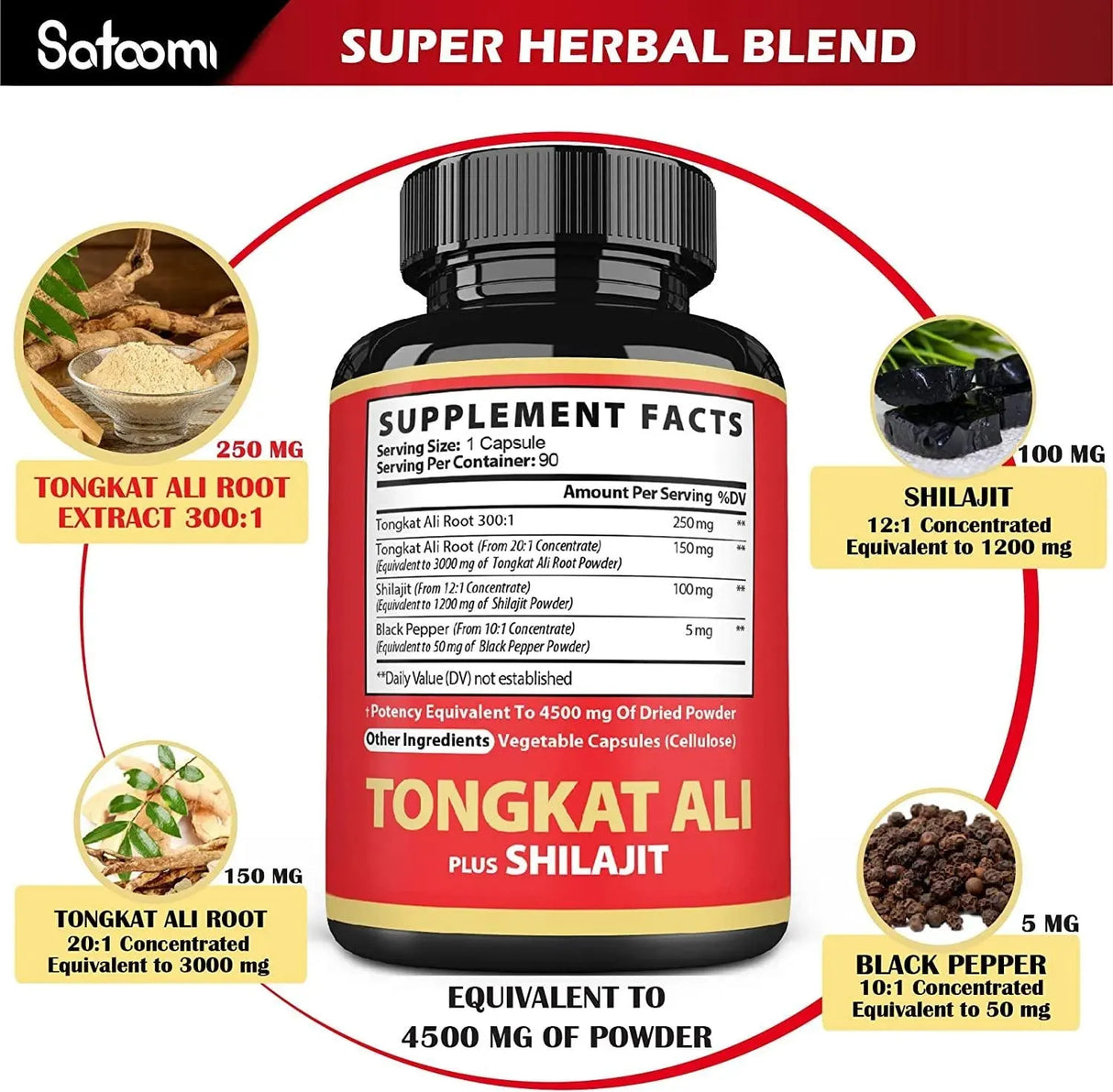 SATOOMI - Satoomi Tongkat Ali Shilajit Blended 4500 Mg. 90 Capsulas - The Red Vitamin MX - Suplementos Alimenticios - {{ shop.shopifyCountryName }}