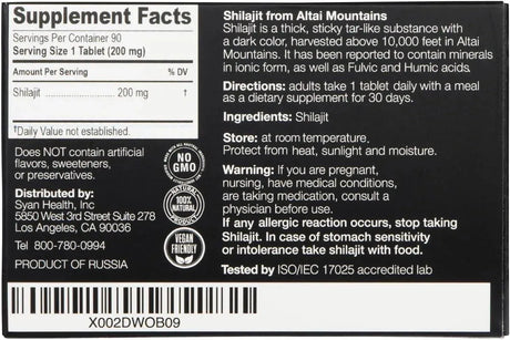 SAYAN - Sayan Pure Shilajit Genuine Black Resin Mineral Pitch Tablets 60 Tabletas - The Red Vitamin MX - Suplementos Alimenticios - {{ shop.shopifyCountryName }}