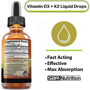 SBR NUTRITION - SBR Nutrition Vitamin D3 + K2 (MK-7) Liquid Drops with MCT Oil 30Ml. - The Red Vitamin MX - Suplementos Alimenticios - {{ shop.shopifyCountryName }}