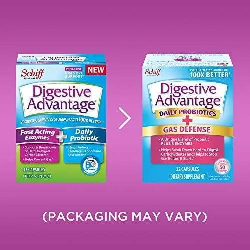 SCHIFF - Schiff Digestive Advantage Fast Acting Enzymes Plus Daily Probiotic 64 Capsulas - The Red Vitamin MX - Suplementos Alimenticios - {{ shop.shopifyCountryName }}