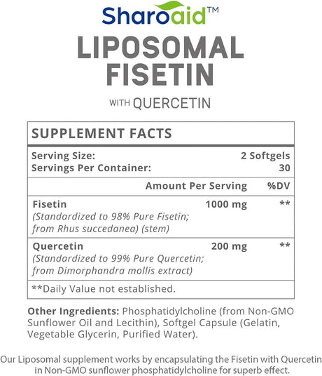 SHAROAID - Sharoaid Liposomal Fisetin with Quercetin 1200Mg. 60 Capsulas - The Red Vitamin MX - Suplementos Alimenticios - {{ shop.shopifyCountryName }}