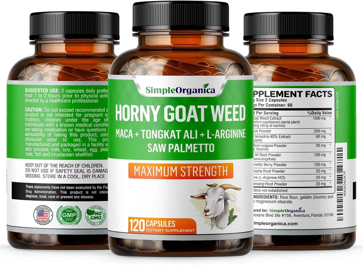 SIMPLE ORGANICA - Simple Organica Horny Goat Weed 120 Capsulas - The Red Vitamin MX - Suplementos Alimenticios - {{ shop.shopifyCountryName }}