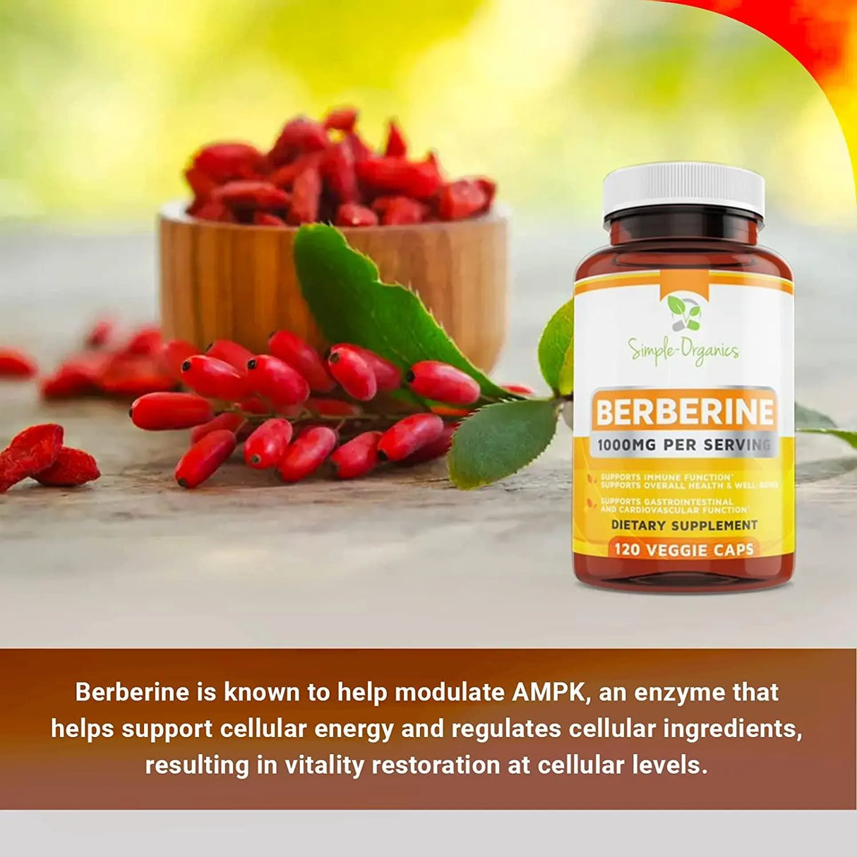 SIMPLE-ORGANICS - Simple-Organics Berberine 1000Mg. 120 Capsulas - The Red Vitamin MX - Suplementos Alimenticios - {{ shop.shopifyCountryName }}