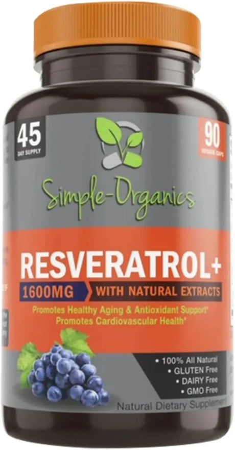 SIMPLE ORGANICS - Simple-Organics Resveratrol 1600Mg. 90 Capsulas - The Red Vitamin MX - Suplementos Alimenticios - {{ shop.shopifyCountryName }}