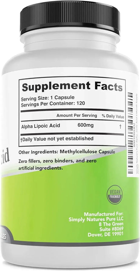 SIMPLY NATURES PURE - Simply Natures Pure Alpha Lipoic Acid 600Mg. 120 Capsulas - The Red Vitamin MX - Suplementos Alimenticios - {{ shop.shopifyCountryName }}