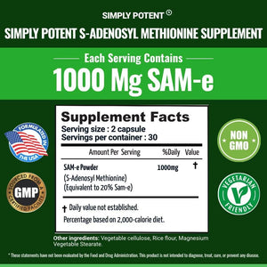 SIMPLY POTENT - Simply Potent SAM-e 500Mg. 60 Capsulas - The Red Vitamin MX - Suplementos Alimenticios - {{ shop.shopifyCountryName }}