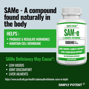 SIMPLY POTENT - Simply Potent SAM-e 500Mg. 60 Capsulas - The Red Vitamin MX - Suplementos Alimenticios - {{ shop.shopifyCountryName }}