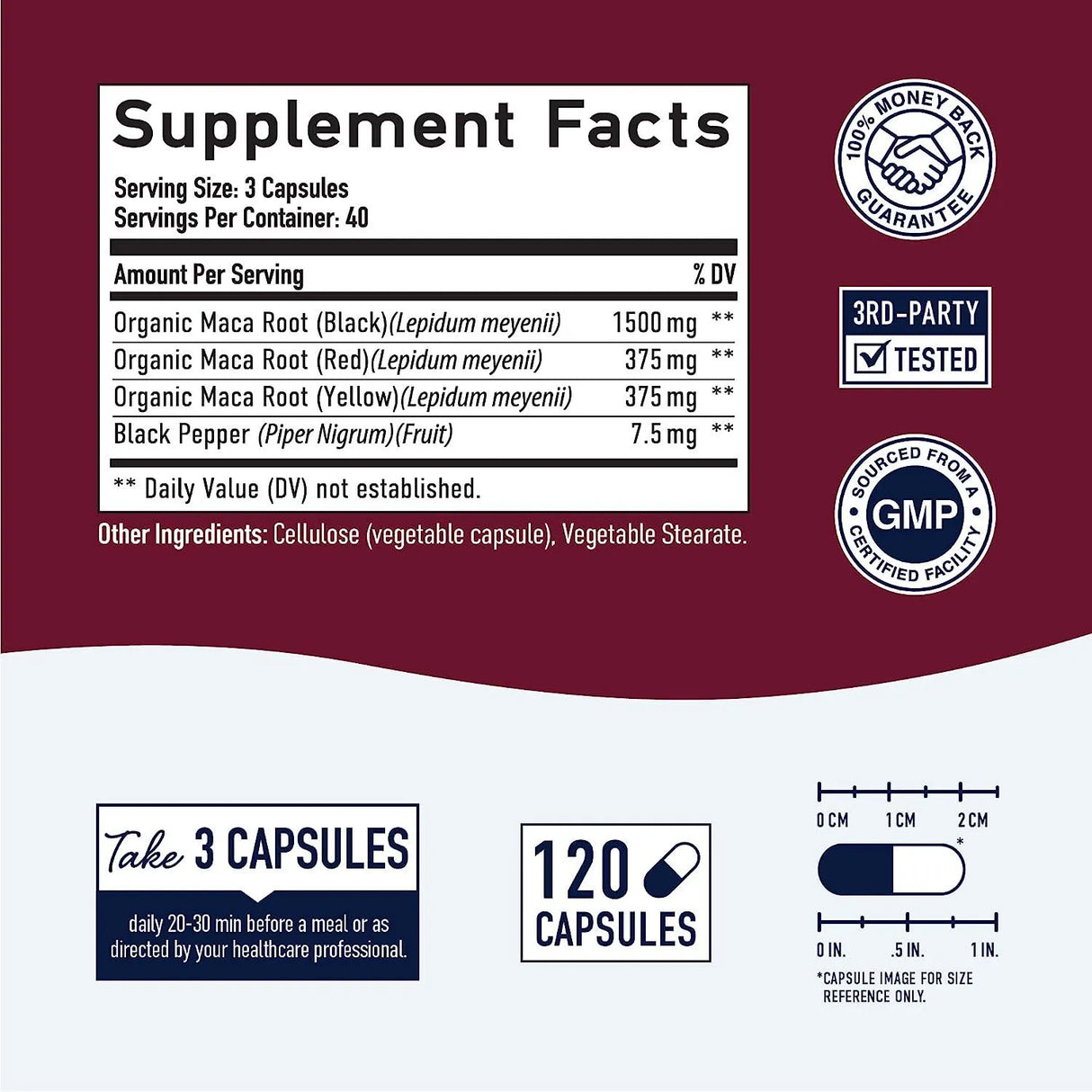 SM Nutrition - SMNutrition Organic Maca Root Capsules for Women 2250Mg. 120 Capsulas - The Red Vitamin MX - Suplementos Alimenticios - {{ shop.shopifyCountryName }}