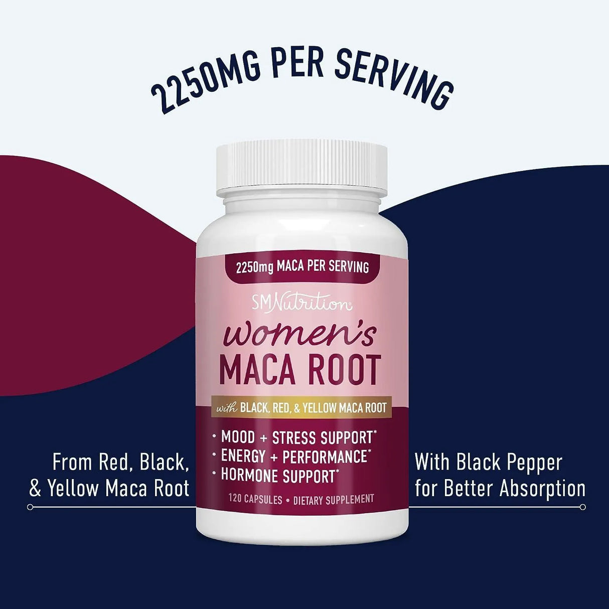 SM Nutrition - SMNutrition Organic Maca Root Capsules for Women 2250Mg. 120 Capsulas - The Red Vitamin MX - Suplementos Alimenticios - {{ shop.shopifyCountryName }}