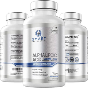 SMART NUTRA LABS - Smart Nutra Labs Alpha Lipoic Acid 600Mg. 240 Capsulas - The Red Vitamin MX - Suplementos Alimenticios - {{ shop.shopifyCountryName }}