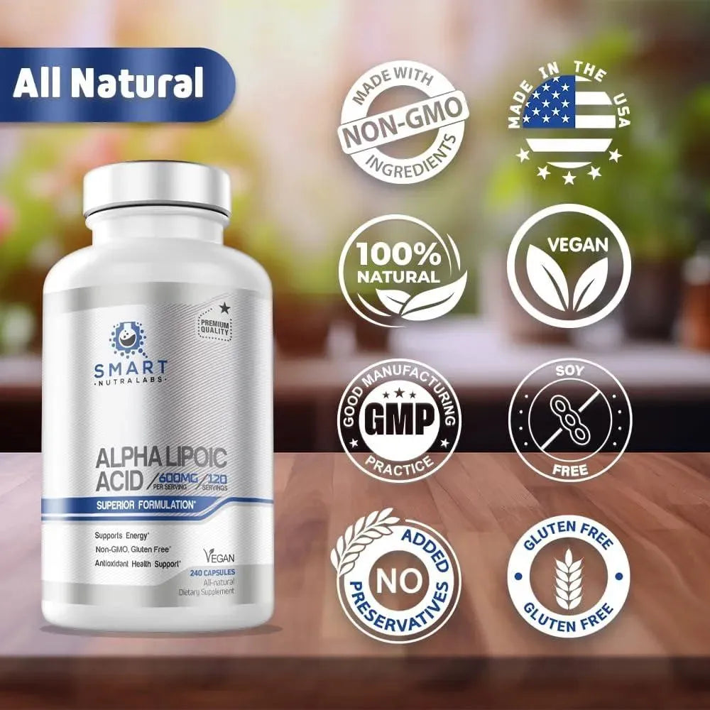 SMART NUTRA LABS - Smart Nutra Labs Alpha Lipoic Acid 600Mg. 240 Capsulas - The Red Vitamin MX - Suplementos Alimenticios - {{ shop.shopifyCountryName }}