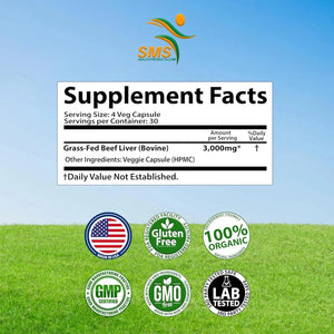 SMS - SMS Grass Fed Desiccated Beef Liver 750Mg. 120 Capsulas - The Red Vitamin MX - Suplementos Alimenticios - {{ shop.shopifyCountryName }}